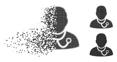 Broken Dotted Halftone Medic Icon Illustrazione stock