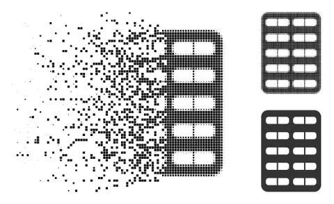 Broken Dotted Halftone Pill Blister Icon Illustrazione stock
