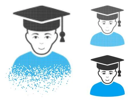 Broken Dotted Halftone Professor Icon with Face Stock Illustration