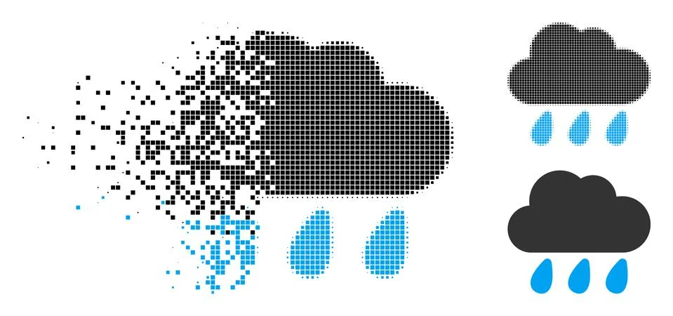 Broken Dotted Halftone Rain Cloud Icon Illustrazione stock