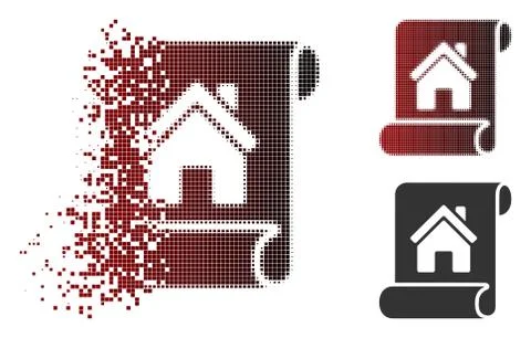 Broken Dotted Halftone Realty Description Roll Icon Stockillustratie