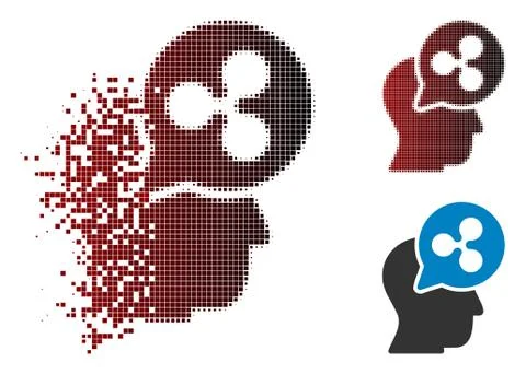 Broken Dotted Halftone Ripple Thinking Head Balloon Icon イラスト素材