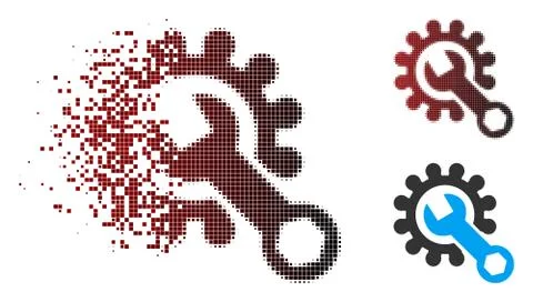 Broken Dotted Halftone Service Tools Icon Stock Illustration