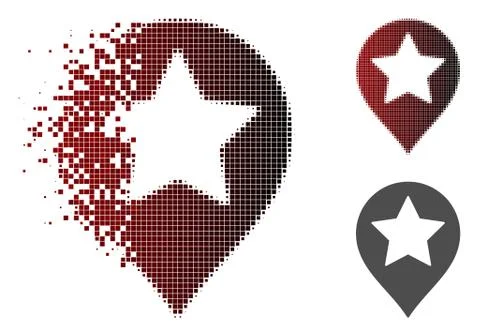 Broken Dotted Halftone Star Map Marker Icon Illustrazione stock