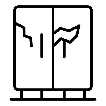 Broken double door wardrobe showing damage and cracks Stock Illustration