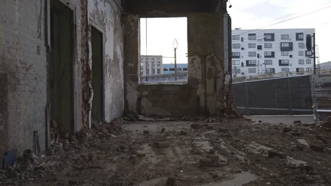 Broken Down Abandoned Building in an Urban City Stock-Footage 121289528