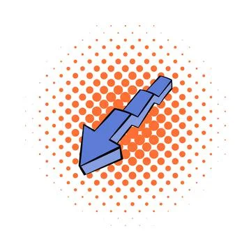 Broken down arrow icon, comics style Stock Illustration