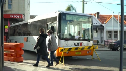 Broken down Bus in the middle of the Main Street 1 Stock Footage 197019647