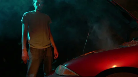 Broken down car Stock Footage 29676846