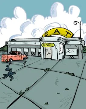 A broken down diner Stock Illustration