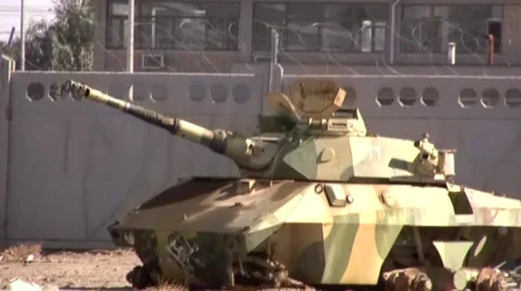 Broken down Iraqi tank Stock Footage 992400