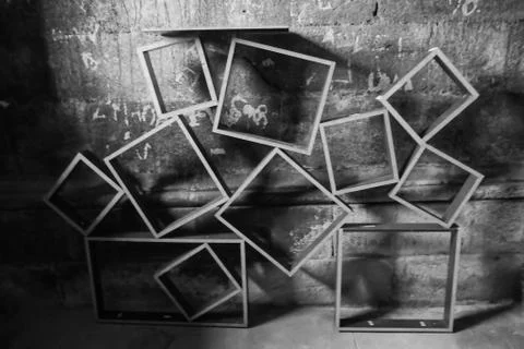 Broken draws converted in artistic square mosaic Stock Photos