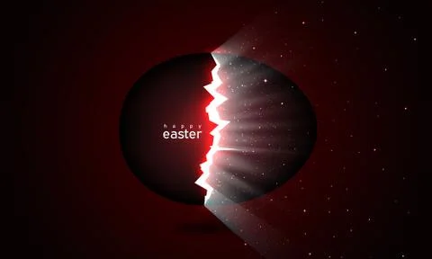 Broken easter egg and universe. light and space from cracks in an easter egg Stock Illustration
