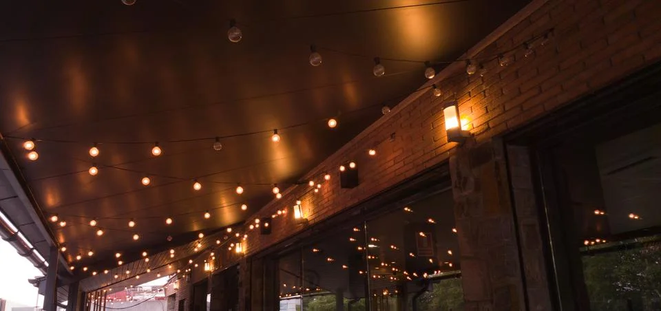 Broken effect on a terrace full of lights Stock Photos