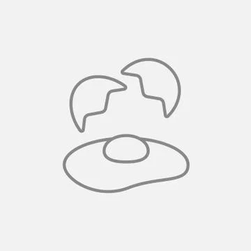 Broken egg and shells line icon Stock Illustration