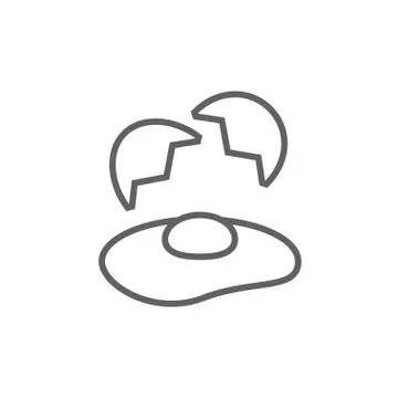 Broken egg and shells line icon Stock Illustration