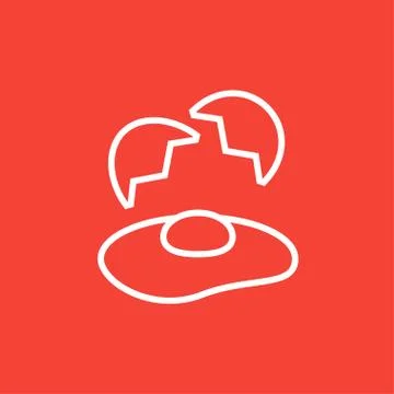 Broken egg and shells line icon Stock Illustration