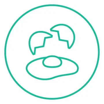 Broken egg and shells line icon Stock Illustration