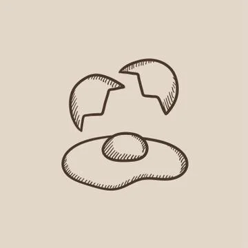Broken egg and shells sketch icon Stock Illustration