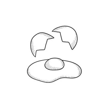 Broken egg and shells sketch icon Stock Illustration