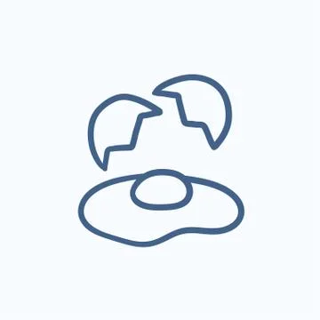 Broken egg and shells sketch icon Stock Illustration