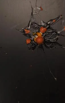 A broken egg on a black background. Broken eggshell. Stock Photos