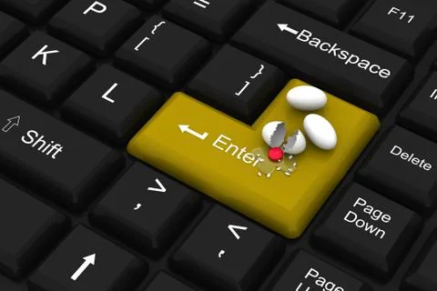 Broken egg on computer key Stock Illustration