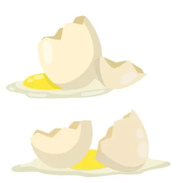 Broken egg. Cooking omelet and Breakfast. Food problems in kitchen. Stock Illustration