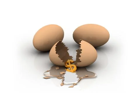 Broken egg with dollar coin Stock Illustration