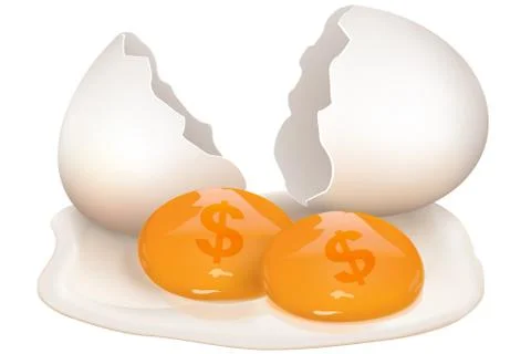 Broken egg with dollar icon Stock Illustration