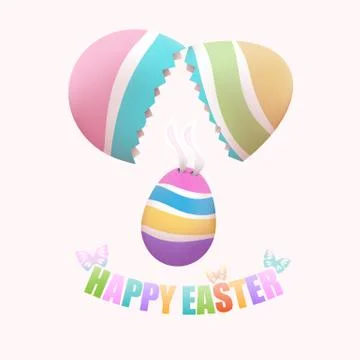 Broken egg with Easter egg inside Stock Illustration