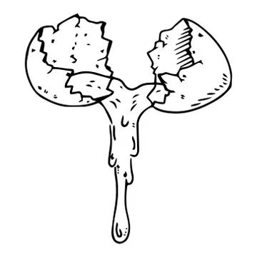 Broken egg hand drawn. Stock Illustration