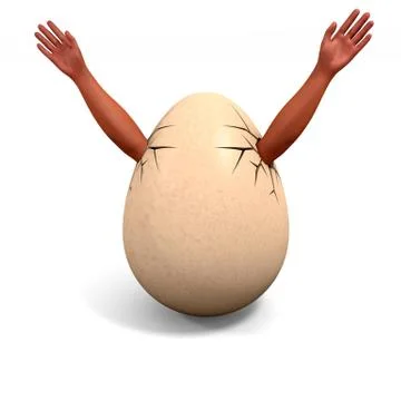 Broken egg - hands stick out up Stock Illustration