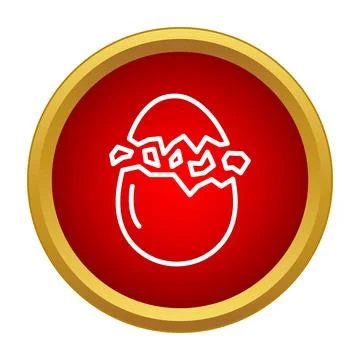 Broken egg hatching in a red circle icon Stock Illustration