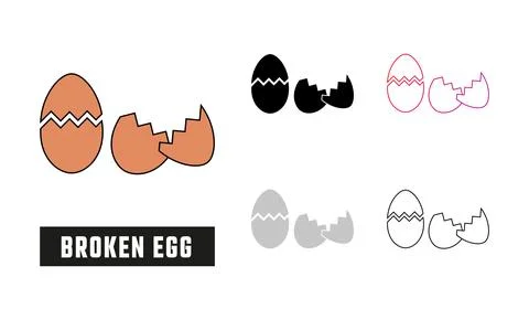 Broken egg Icon Set Vector Illustration Stock Illustration