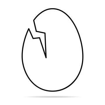 Broken Egg icon with shadow, shell easter symbol, healthy nature food, vector Stock Illustration