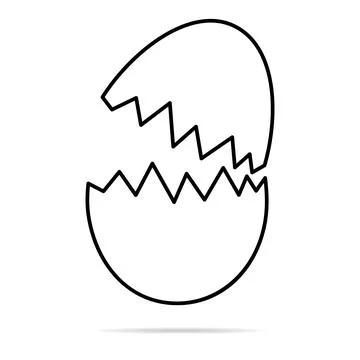 Broken Egg icon with shadow, shell easter symbol, healthy nature food, vector Illustrazione stock