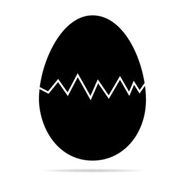 Broken Egg icon with shadow, shell easter symbol, healthy nature food, vector イラスト素材