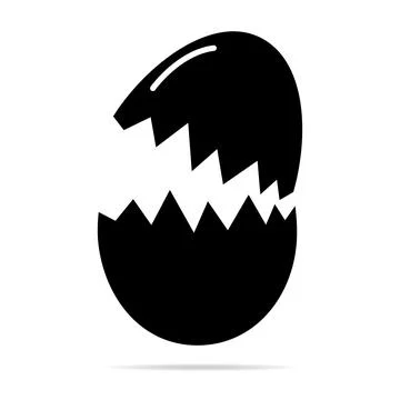 Broken Egg icon with shadow, shell easter symbol, healthy nature food, vector 스톡 일러스트