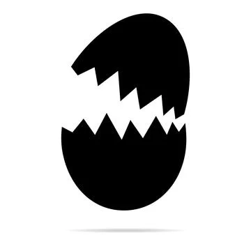Broken Egg icon with shadow, shell easter symbol, healthy nature food, vector 스톡 일러스트