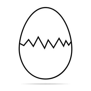 Broken Egg icon with shadow, shell easter symbol, healthy nature food, vector Illustrazione stock