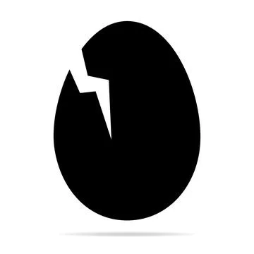 Broken Egg icon with shadow, shell easter symbol, healthy nature food, vector イラスト素材