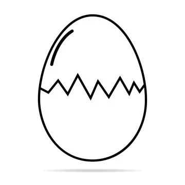Broken Egg icon with shadow, shell easter symbol, healthy nature food, vector Stock Illustration