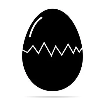 Broken Egg icon with shadow, shell easter symbol, healthy nature food, vector 스톡 일러스트