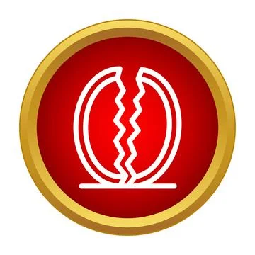 Broken egg icon symbolizing split, crack, separation, and division Stockillustratie
