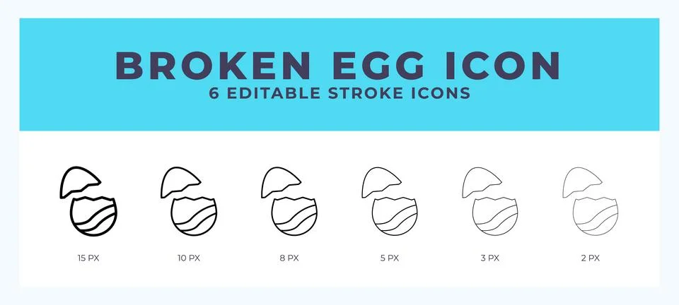 Broken egg icon vector for web. And mobile app. Editable stroke outline icon. Illustrazione stock
