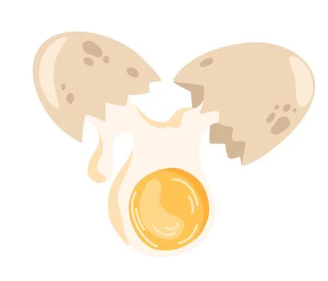 Broken egg. Ingredients for baking and cooking. Eggshells and whites. Healthy Stock Illustration