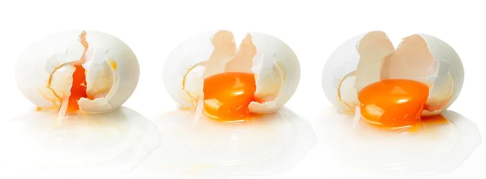 Broken egg isolated Stock Photos