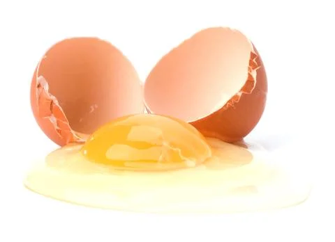 Broken egg isolated on white background Stock Photos