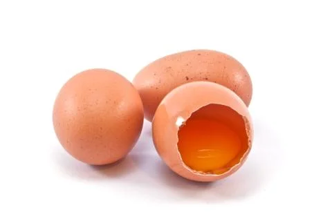 Broken egg isolated on white background Stock Photos